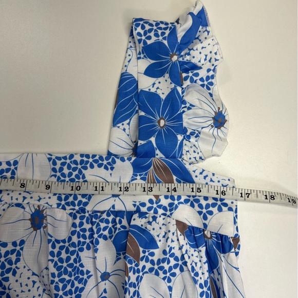 Anna-Kaci Ruffle Shoulder Floral Summer Dress in Blue New With Tags - Picture 7 of 11
